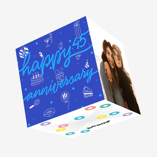 Happy 45th Anniversary Drinks And Gifts Confetti-exploding Greetings Card