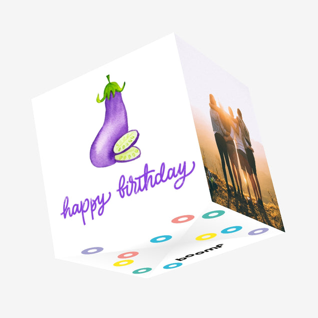 Happy Birthday Eggplant Confetti-exploding Greetings Card