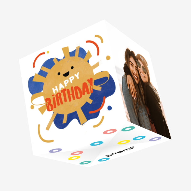 Sun Water Color Happy Birthday Confetti-exploding Greetings Card