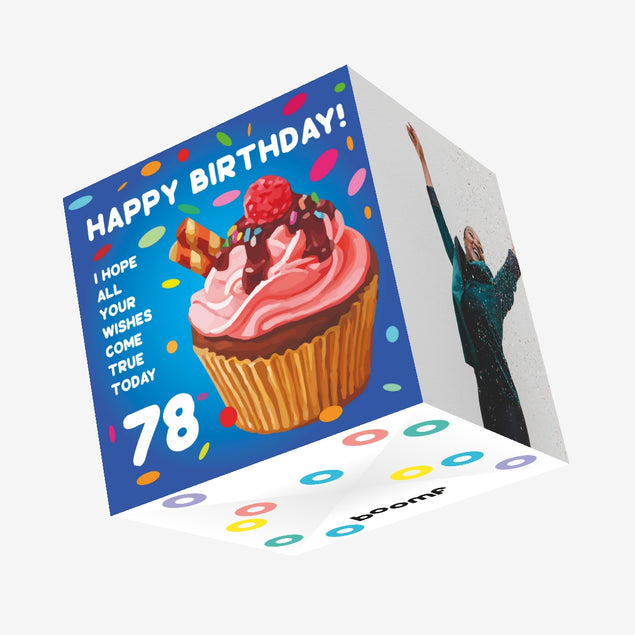 Happy 78th Birthday Cupcake Confetti-exploding Greetings Card