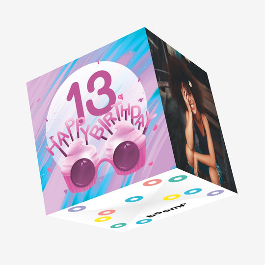 Happy 13th Birthday Cupcake Glasses Confetti-exploding Greetings Card