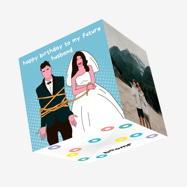 Blue Background Happy Birthday My Future Husband Joke Confetti-exploding Greetings Card