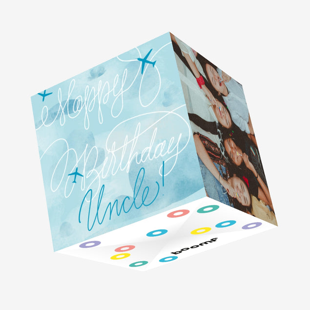 Blue Sky And Planes Happy Birthday Uncle Confetti-exploding Greetings Card