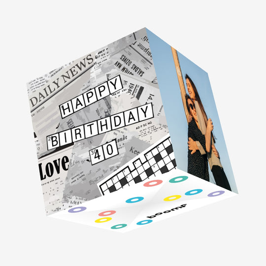 Happy 40th Birthday Crossword Confetti-exploding Greetings Card