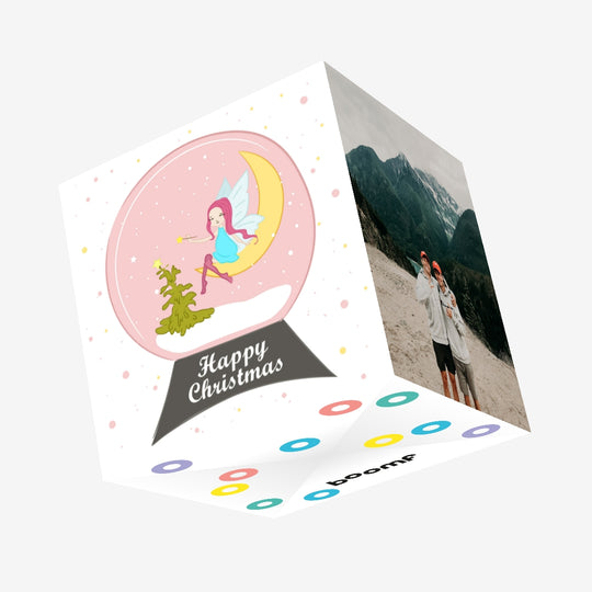 Happy Christmas Goddaughter Fairy In A Snowball Confetti-exploding Greetings Card