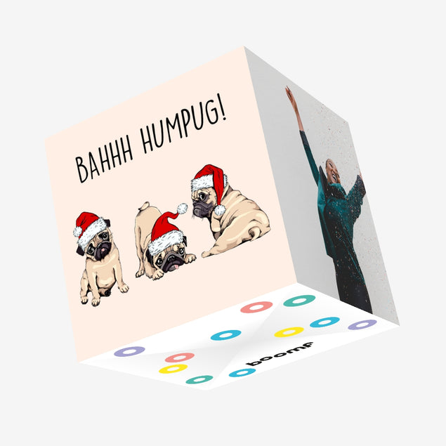 Bahhh Humpug! Pug Christmas Confetti-exploding Greetings Card