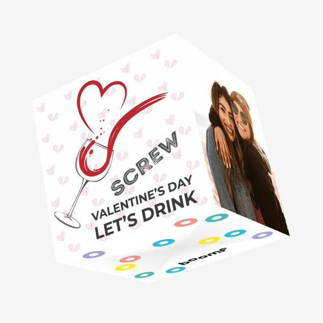 Let's Drink Glass Of Wine Valentine's Day Confetti-exploding Greetings Card