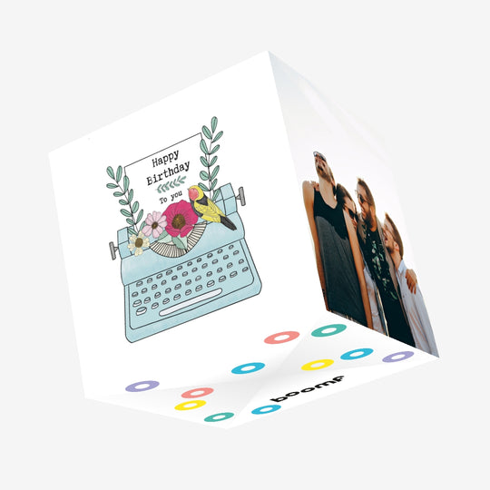 Beautiful Vintage Type Writer Birthday Confetti-exploding Greetings Card