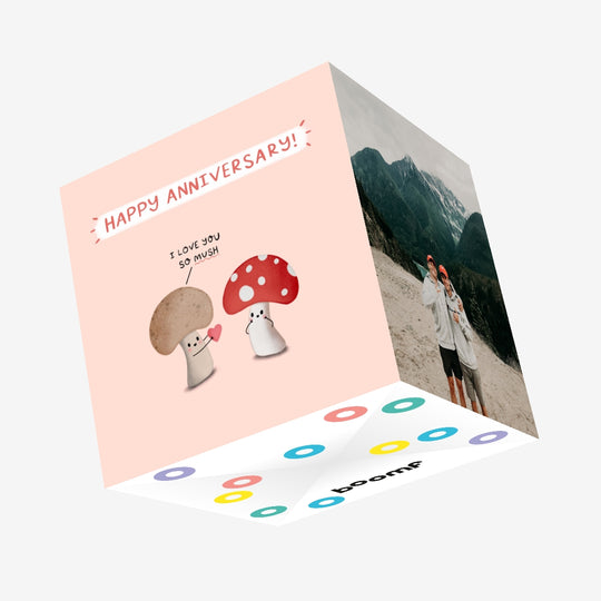 Cute Mushrooms Anniversary Confetti-exploding Greetings Card