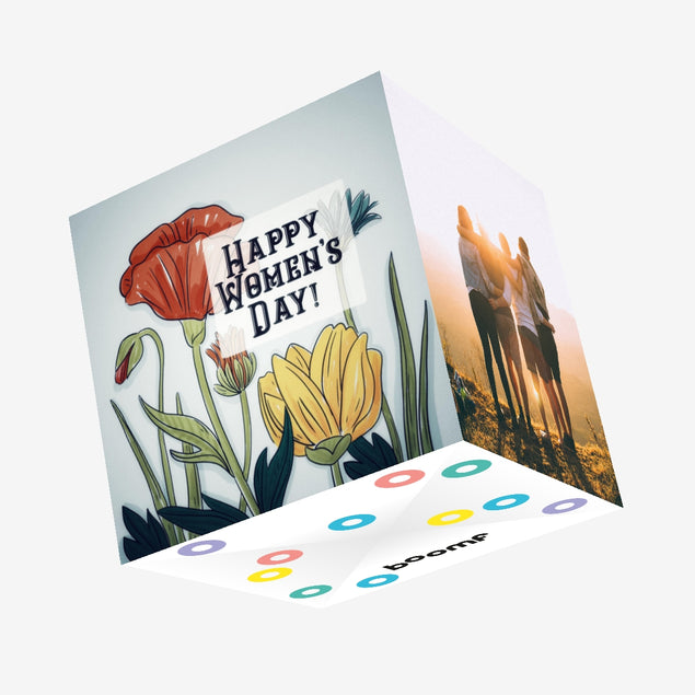 Vintage Poppy Happy Women's Day Confetti-exploding Greetings Card