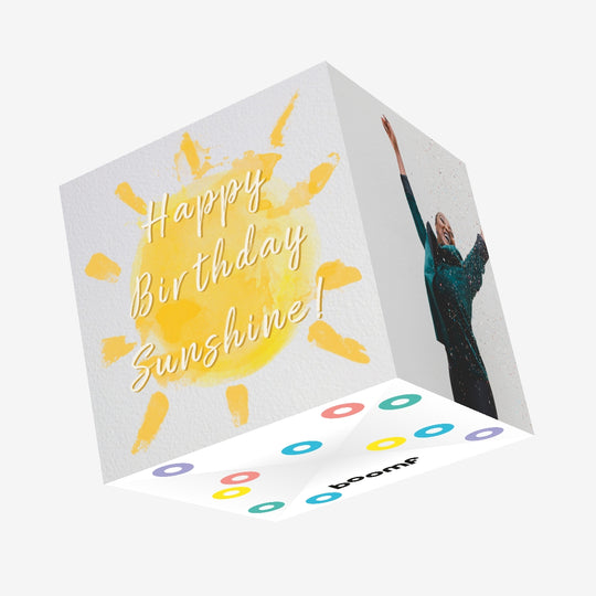 Happy Birthday Sunshine Water Color Confetti-exploding Greetings Card