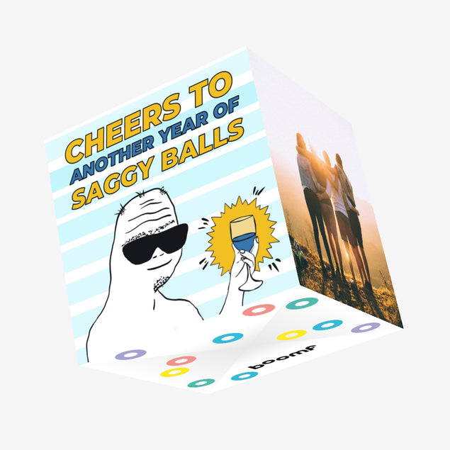 Happy Birthday Cheers To Another Year Of Saggy Balls Confetti-exploding Greetings Card