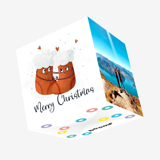 Pair Of Socks Merry Christmas Confetti-exploding Greetings Card