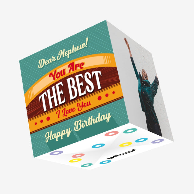 Vintage Poster Happy Birthday Nephew Confetti-exploding Greetings Card