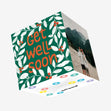 Get Well White Leaves Confetti-exploding Greetings Card