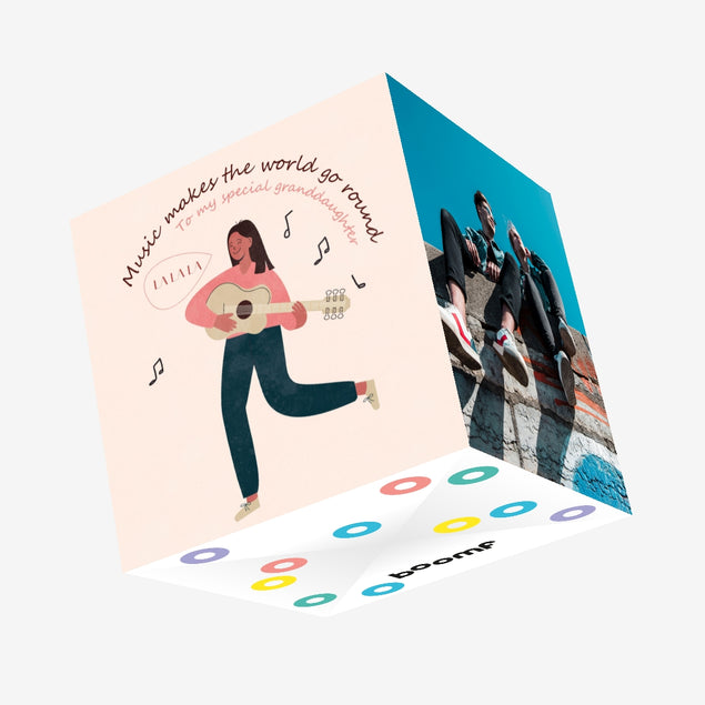 For Granddaughter Music Confetti-exploding Greetings Card