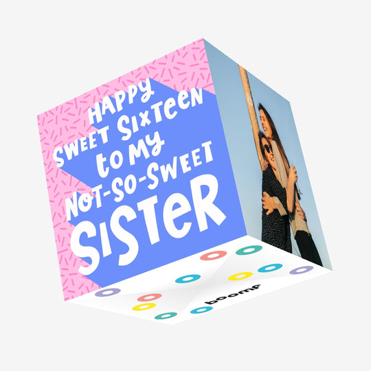 Sister Pink Sprinkles 16th Birthday Confetti-exploding Greetings Card