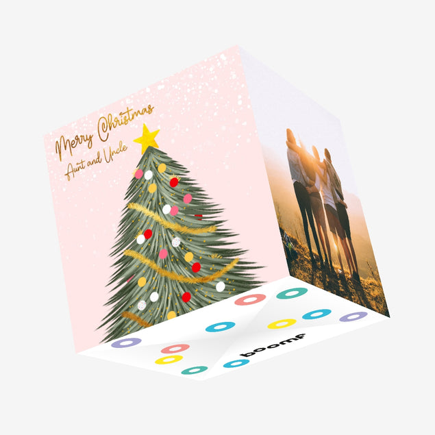 Merry Christmas Aunt And Uncle Festive Christmas Tree Confetti-exploding Greetings Card