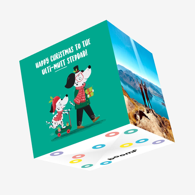 Cute Dalmatians Ulti-Mutt Stepdad Christmas Confetti-exploding Greetings Card