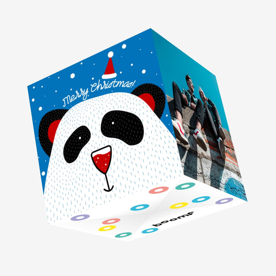 Cute Panda Merry Christmas Confetti-exploding Greetings Card