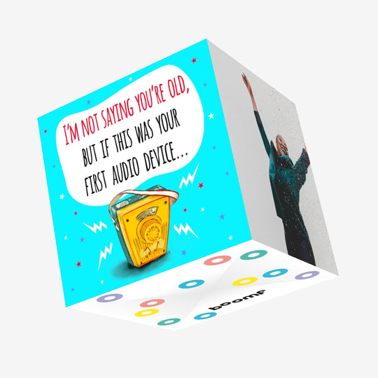 First Audio Device Confetti-exploding Greetings Card