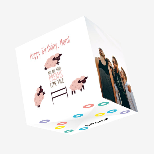 Happy Birthday Mom Funny Sheep Confetti-exploding Greetings Card