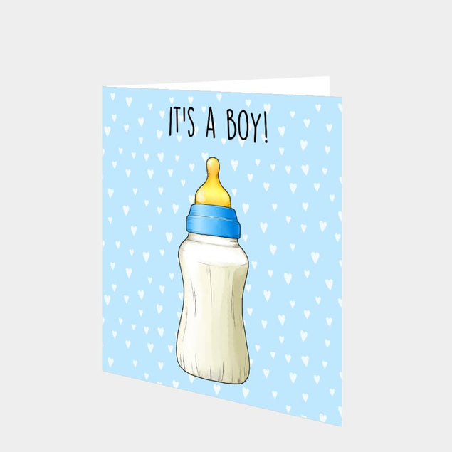 It's A Boy Baby Bottle Card
