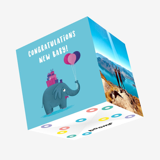 Elephant Congratulations New Baby Confetti-exploding Greetings Card