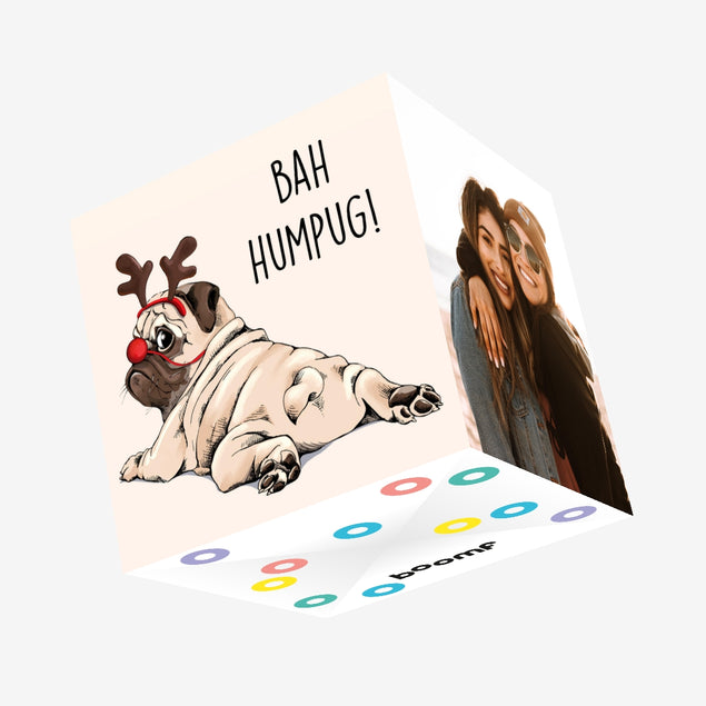 Bah Humpug! Pug Christmas Confetti-exploding Greetings Card