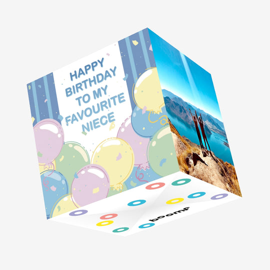 Cute Baloons Happy Birthday Niece Confetti-exploding Greetings Card