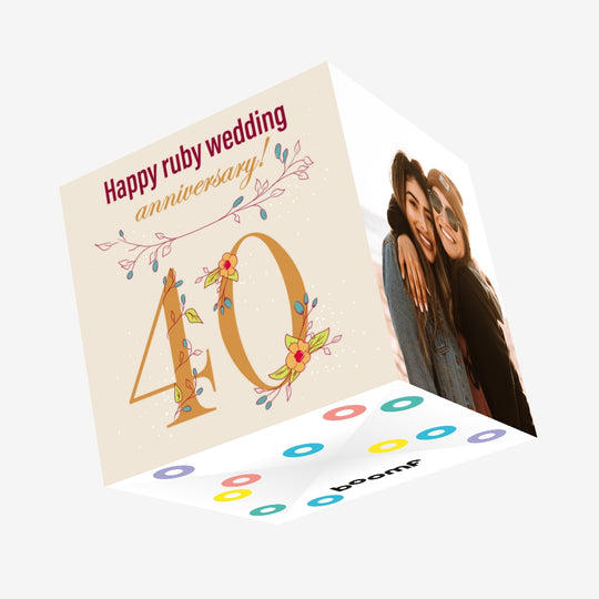 Happy Ruby Wedding Anniversary Confetti-exploding Greetings Card