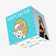 White Bunny And Green Egg Easter Confetti-exploding Greetings Card
