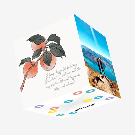 Happy 80th Birthday Grandma Peach Branch Confetti-exploding Greetings Card