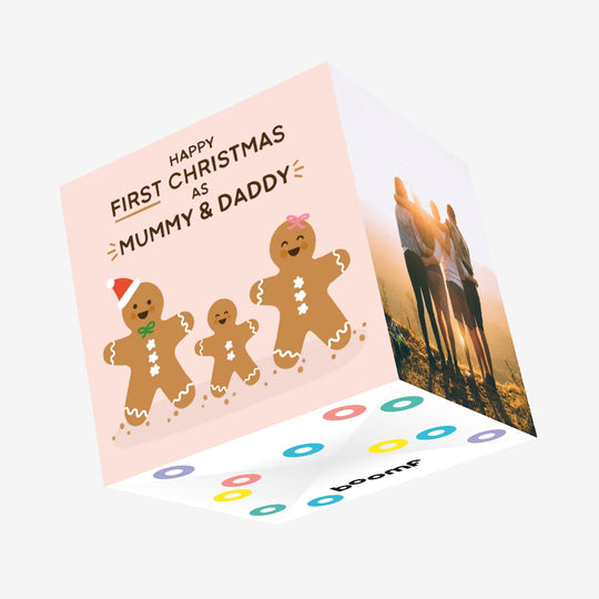 Happy First Christmas Mummy Daddy Confetti-exploding Greetings Card