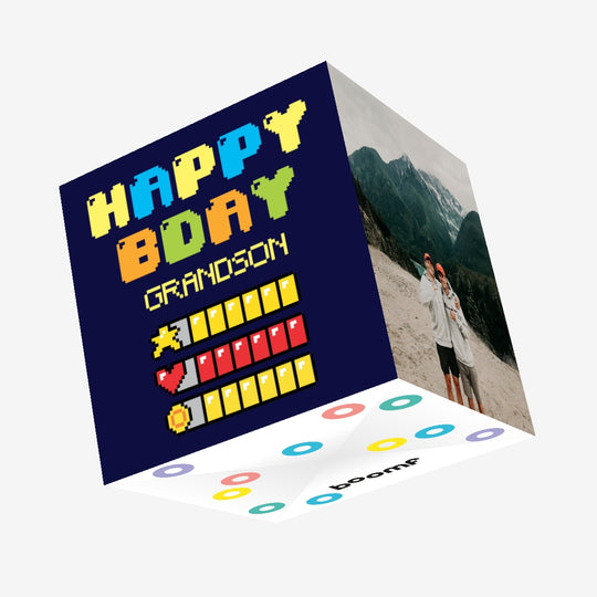 Happy Birthday Grandson Vintage Game Confetti-exploding Greetings Card