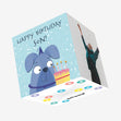Happy Birthday Son Cute Dog And A Cake Confetti-exploding Greetings Card