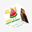 Watermelon With A Flower I Love You Happy Birthday Grandson Confetti-exploding Greetings Card