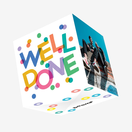 Well Done Colourful Typography Confetti-exploding Greetings Card