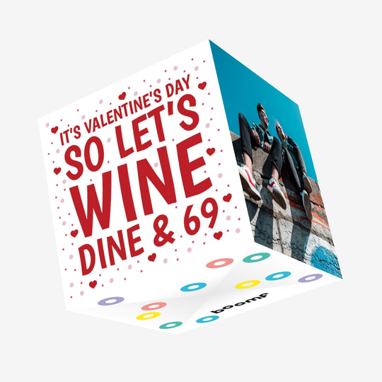 Wine Dine 69 Confetti-exploding Greetings Card