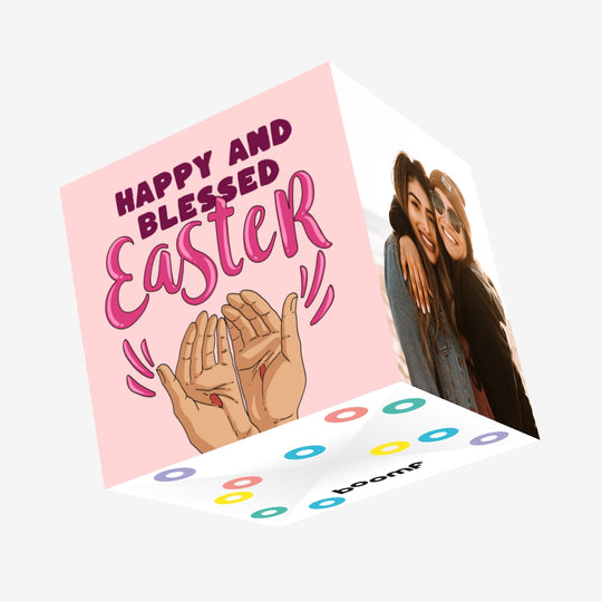 Happy And Blessed Easter Confetti-exploding Greetings Card
