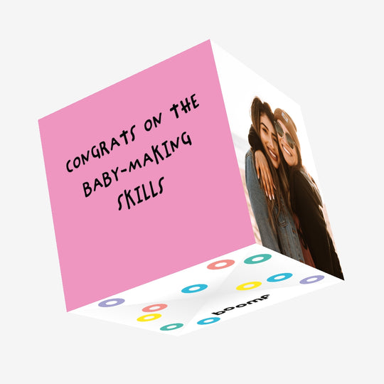 Congrats On The Baby-Making Skills Pink Confetti-exploding Greetings Card