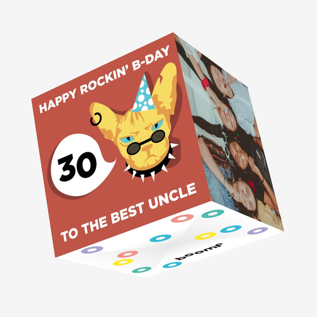 Rockin' Cat Happy 30th Birthday Uncle Confetti-exploding Greetings Card