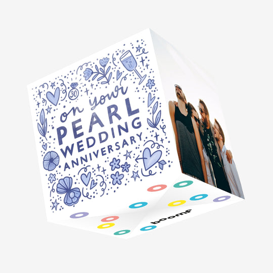 Flowers And Hearts Pearl Wedding Anniversary Confetti-exploding Greetings Card