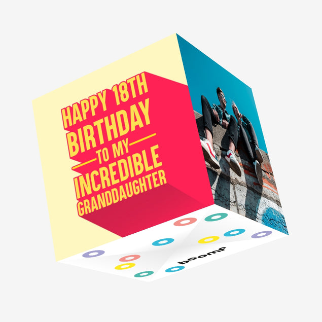 Happy 18th Birthday My Incredible Granddaughter Confetti-exploding Greetings Card