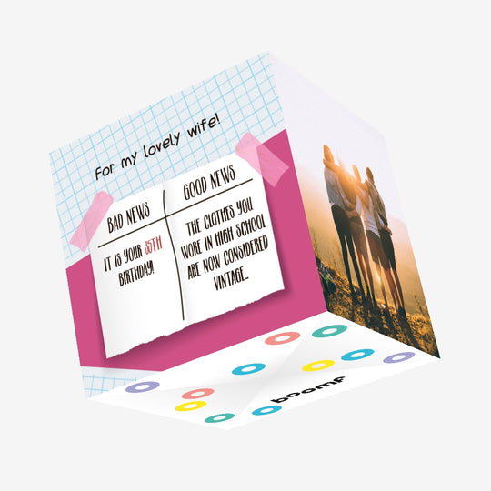 News Sticker Happy 35th Birthday Wife Confetti-exploding Greetings Card