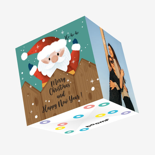 Merry Christmas And Happy New Year Cute Little Santa Confetti-exploding Greetings Card