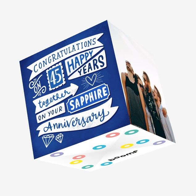 45 Happy Years Together Sapphire Wedding Anniversary Confetti-exploding Greetings Card