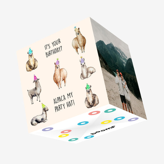 Alpaca My Party Hat Confetti-exploding Greetings Card