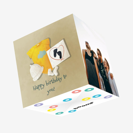 Baby Clothes Happy Birthday Confetti-exploding Greetings Card