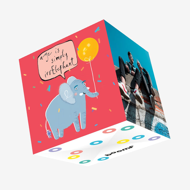 Age is simply irrelephant Confetti-exploding Greetings Card